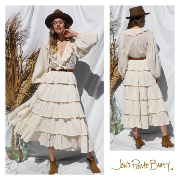 New! Rare JEN’S PIRATE BOOTY Moon Maxi Ruffled Midi Dress - Picture 2 of 12
